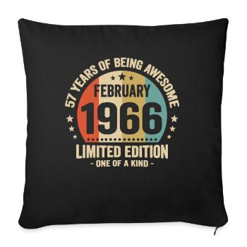 57 Years Of Being Awesome Since February 1966 - Sofa pillowcase 17,3'' x 17,3'' (45 x 45 cm) - black - Front