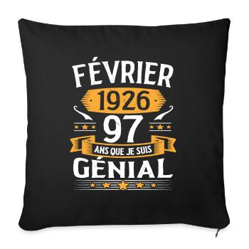 Février 1926 97 Ans Anniversaire Vintage Cadeau - Housse de coussin décorative 45 x 45 cm - noir - Devant