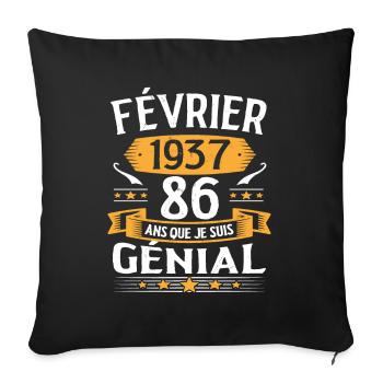 Février 1937 86 Ans Anniversaire Vintage Cadeau - Housse de coussin décorative 45 x 45 cm - noir - Devant
