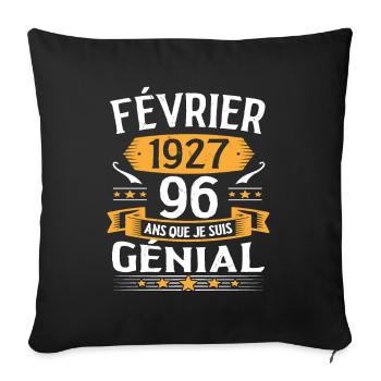 Février 1927 96 Ans Anniversaire Vintage Cadeau - Housse de coussin décorative 45 x 45 cm - noir - Devant