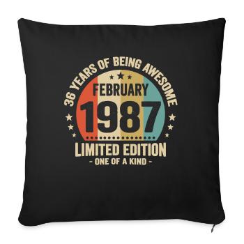 36 Years Of Being Awesome Since February 1987 - Sofa pillowcase 17,3'' x 17,3'' (45 x 45 cm) - black - Front