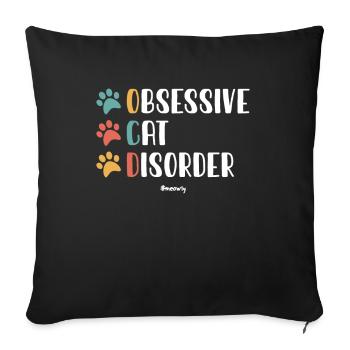 OCD OBSESSIVE CAT DISORDER - Sofa pillowcase 17,3'' x 17,3'' (45 x 45 cm) - black - Front