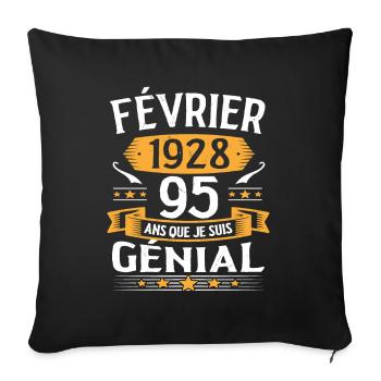 Février 1928 95 Ans Anniversaire Vintage Cadeau - Housse de coussin décorative 45 x 45 cm - noir - Devant