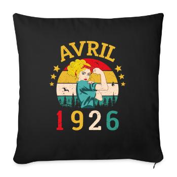 Avril 1926 Anniversaire Idée Cadeau Vintage 1926 - Housse de coussin décorative 45 x 45 cm - noir - Devant