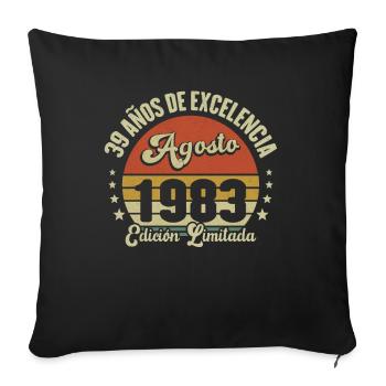 39 Ans Anniversaire Vintage Né(e) en Août 1983 - Housse de coussin décorative 45 x 45 cm - noir - Devant