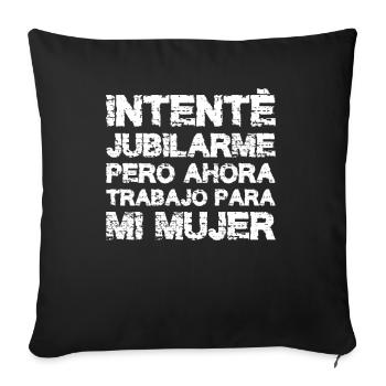 Retraite Humour Drôle Retraité Travail Pension - Housse de coussin décorative 45 x 45 cm - noir - Devant