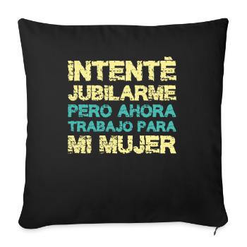 Retraite Humour Drôle Retraité Travail Pension - Housse de coussin décorative 45 x 45 cm - noir - Devant