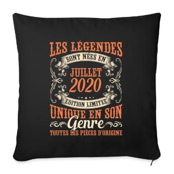 Juillet 2020 Anniversaire Idée Cadeau Vintage - Housse de coussin décorative 45 x 45 cm - noir - Devant