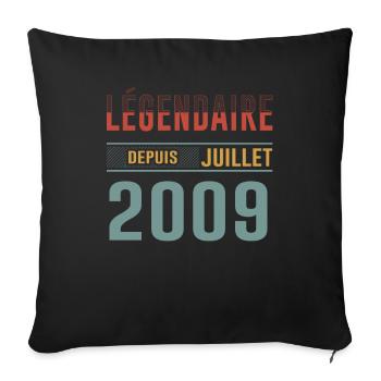 Juillet 2009 Anniversaire Idée Cadeau Vintage - Housse de coussin décorative 45 x 45 cm - noir - Devant