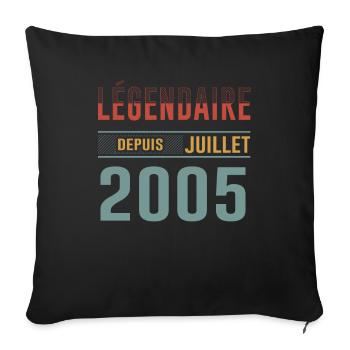 Juillet 2005 Anniversaire Idée Cadeau Vintage - Housse de coussin décorative 45 x 45 cm - noir - Devant