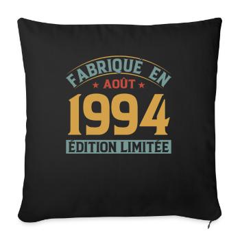 Août 1994 Original Idée Cadeau Anniversaire - Housse de coussin décorative 45 x 45 cm - noir - Devant