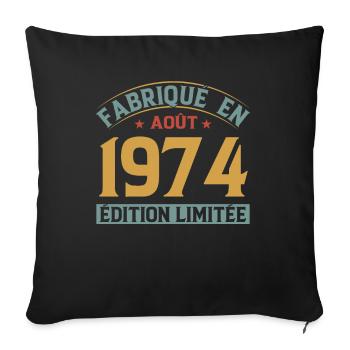Août 1974 Original Idée Cadeau Anniversaire - Housse de coussin décorative 45 x 45 cm - noir - Devant