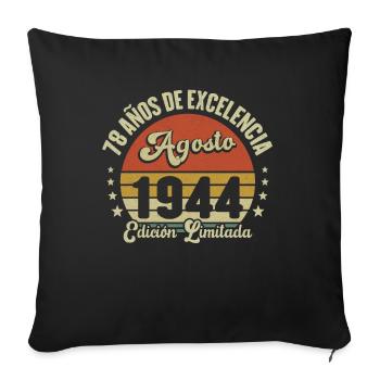 78 Años Vintage Birthday Nacido En Agosto De 1944 - Housse de coussin décorative 45 x 45 cm - noir - Devant