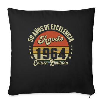 58 Años Vintage Birthday Nacido En Agosto De 1964 - Housse de coussin décorative 45 x 45 cm - noir - Devant