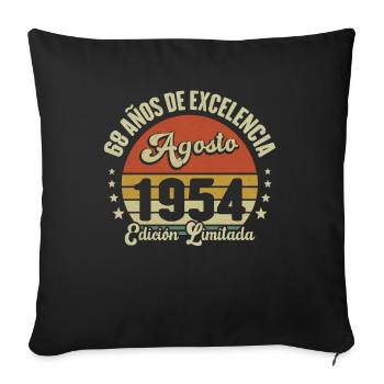 68 Ans Anniversaire Vintage Né(e) en Août 1954 - Housse de coussin décorative 45 x 45 cm - noir - Devant