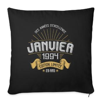 Des Années D'excellence Janvier 1994 29 Ans - Housse de coussin décorative 45 x 45 cm - noir - Devant