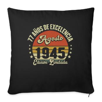 77 Ans Anniversaire Vintage Né(e) en Août 1945 - Housse de coussin décorative 45 x 45 cm - noir - Devant