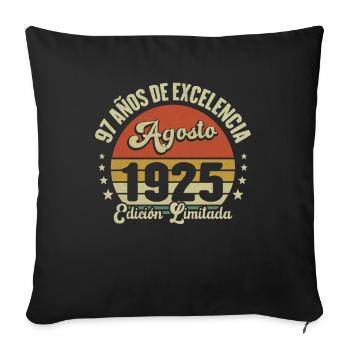 97 Ans Anniversaire Vintage Né(e) en Août 1925 - Housse de coussin décorative 45 x 45 cm - noir - Devant
