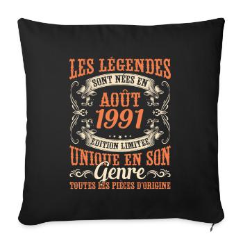 Les Légendes Sont Nées En Août 1991 Édition Limtée - Housse de coussin décorative 45 x 45 cm - noir - Devant