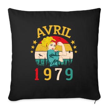 Avril 1979 Anniversaire Vintage Happy Birthday - Housse de coussin décorative 45 x 45 cm - noir - Devant