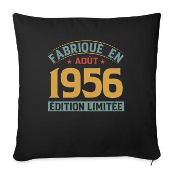 Fabriqué En Août 1956 Édition Limitée - Housse de coussin décorative 45 x 45 cm - noir - Devant