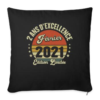 2 Ans D'excellence Février 2021 Édition Limitée - Housse de coussin décorative 45 x 45 cm - noir - Devant