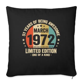 Anniversaire Vintage Idée Cadeau Mars 51 - Housse de coussin décorative 45 x 45 cm - noir - Devant