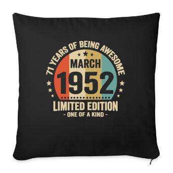 Anniversaire Vintage Idée Cadeau Mars 71 - Housse de coussin décorative 45 x 45 cm - noir - Devant