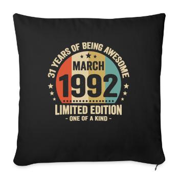 Anniversaire Vintage Idée Cadeau Mars 31 - Housse de coussin décorative 45 x 45 cm - noir - Devant