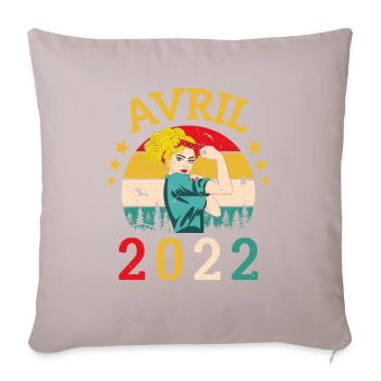 Avril 2022 Anniversaire Vintage Happy Birthday - Housse de coussin décorative 45 x 45 cm - taupe clair - Devant