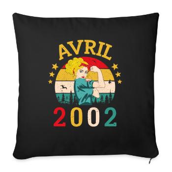 Avril 2002 Anniversaire Vintage Happy Birthday - Housse de coussin décorative 45 x 45 cm - noir - Devant