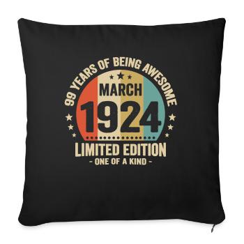 Anniversaire Vintage Idée Cadeau Mars 99 - Housse de coussin décorative 45 x 45 cm - noir - Devant