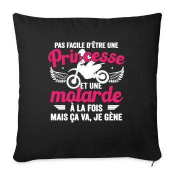Moto Vélo Vtt Anniversaire Motocross Femme Maman - Housse de coussin décorative 45 x 45 cm - noir - Devant