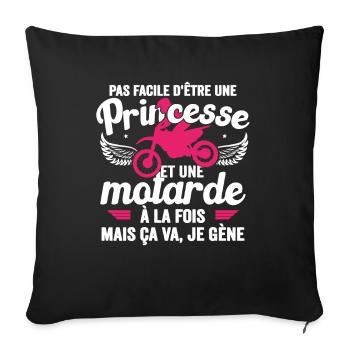 Moto Vélo Anniversaire Motocross Femme Idée Cadeau - Housse de coussin décorative 45 x 45 cm - noir - Devant