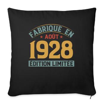 Fabriqué En Août 1928 Édition Limitée - Housse de coussin décorative 45 x 45 cm - noir - Devant