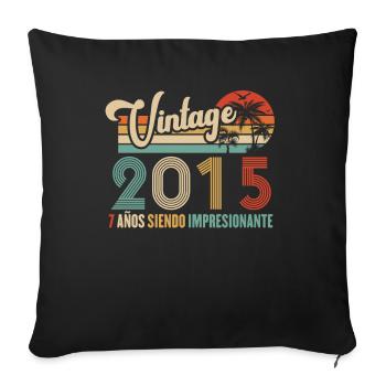 Anniversaire Vintage Idée Cadeau D Anniversaire 7 - Housse de coussin décorative 45 x 45 cm - noir - Devant