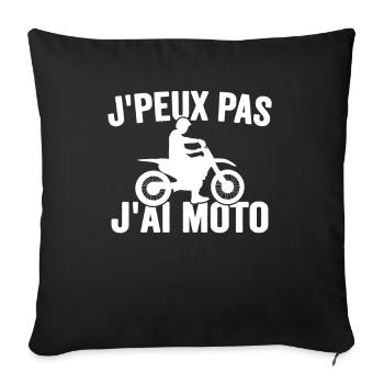 Je Peux Pas J'ai Moto Humour Cadeau Anniversaire - Housse de coussin décorative 45 x 45 cm - noir - Devant