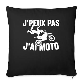 Je Peux Pas J'ai Moto Humour Cadeau Anniversaire - Housse de coussin décorative 45 x 45 cm - noir - Devant