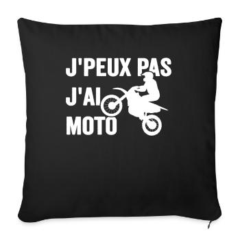 Je Peux Pas J'ai Moto Humour Cadeau Anniversaire - Housse de coussin décorative 45 x 45 cm - noir - Devant