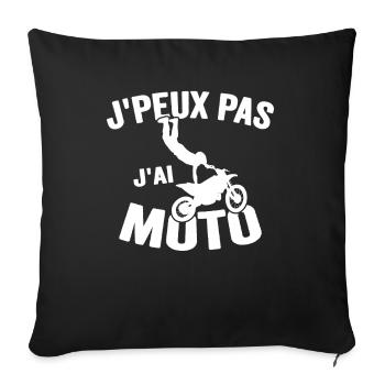 Je Peux Pas J'ai Moto Humour Cadeau Anniversaire - Housse de coussin décorative 45 x 45 cm - noir - Devant