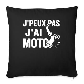 Je Peux Pas J'ai Moto Humour Cadeau Anniversaire - Housse de coussin décorative 45 x 45 cm - noir - Devant