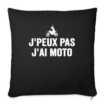 Je Peux Pas J'ai Moto Humour Cadeau Anniversaire - Housse de coussin décorative 45 x 45 cm - noir - Devant