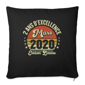 Mars 2 Ans Mariage Idée Cadeau Anniversaire Mari - Housse de coussin décorative 45 x 45 cm - noir - Devant