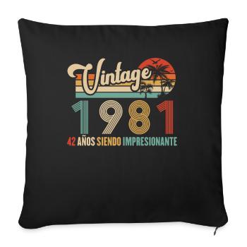 Vintage 1981 Anniversaire 42 ans D'être Awesome - Housse de coussin décorative 45 x 45 cm - noir - Devant
