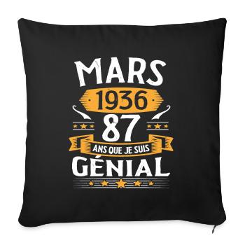 Mars 1936 87 Ans Que Je Suis Génial Anniversaire - Housse de coussin décorative 45 x 45 cm - noir - Devant