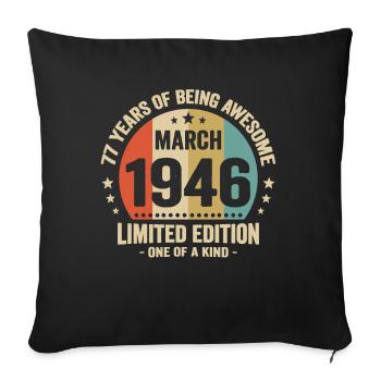 Anniversaire Vintage Idée Cadeau Mars 77 - Housse de coussin décorative 45 x 45 cm - noir - Devant