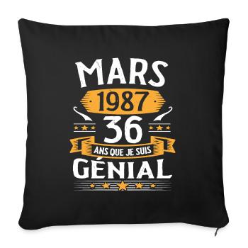 Mars 1987 36 Ans Que Je Suis Génial Anniversaire - Housse de coussin décorative 45 x 45 cm - noir - Devant