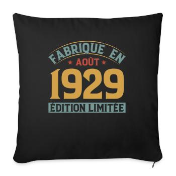 Fabriqué En Août 1929 Édition Limitée - Housse de coussin décorative 45 x 45 cm - noir - Devant