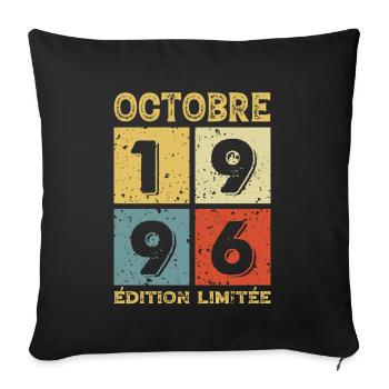 Anniversaire Vintage Idée Cadeau Octobre 1996 - Housse de coussin décorative 45 x 45 cm - noir - Devant