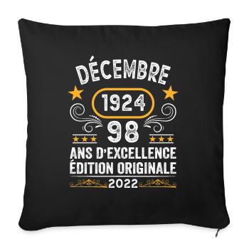 Anniversaire Vintage Idée Cadeau Décembre 1924 98 - Housse de coussin décorative 45 x 45 cm - noir - Devant